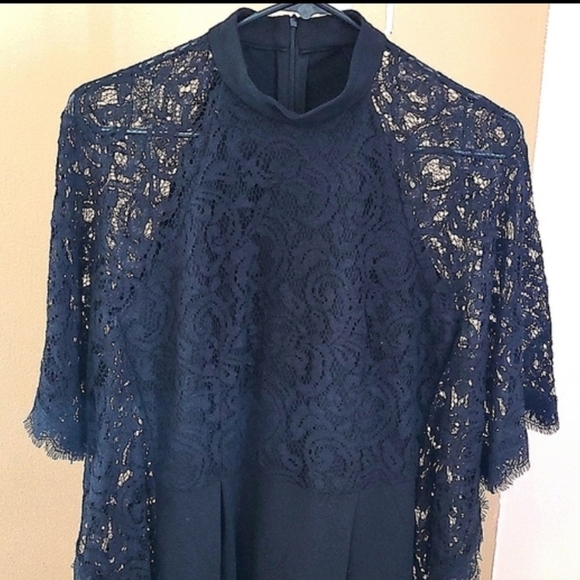 Black Cocktail dress with lace details, batwing sleeves. - Picture 2 of 3